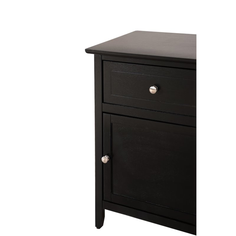 Maklaine Transitional Engineered Wood 1 Drawer 1 Door Nightstand in Black