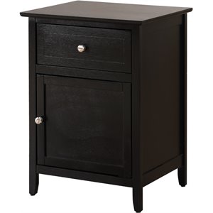 maklaine transitional engineered wood 1 drawer 1 door nightstand in black