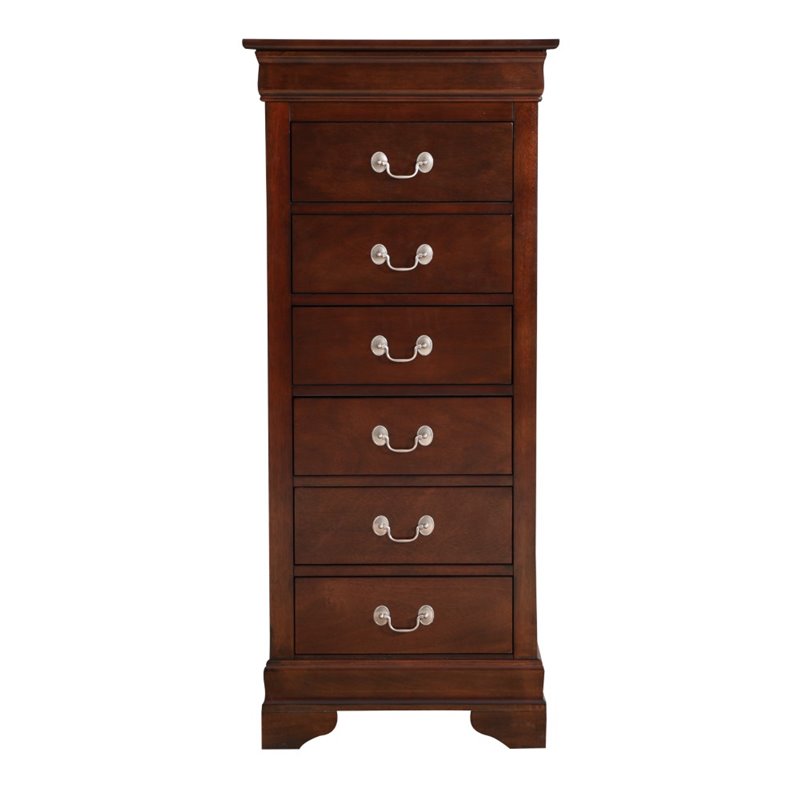 Maklaine Traditional Engineered Wood 7 Drawer Lingerie Chest in Cappuccino