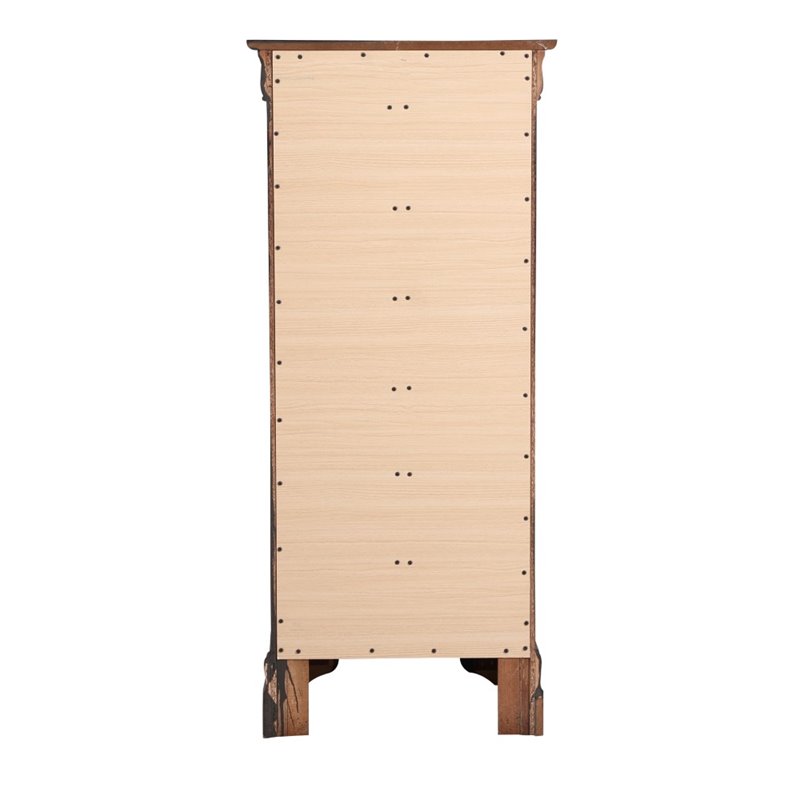 Maklaine Traditional Engineered Wood 7 Drawer Lingerie Chest in Cappuccino