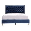 Maklaine Transitional Upholstered Velvet Full Bed in Navy Blue