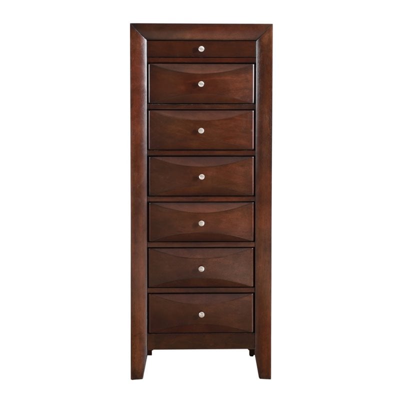 Maklaine Contemporary Engineered Wood 7 Drawer Lingerie Chest in Cappuccino