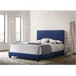 Maklaine Transitional Upholstered Velvet Queen Bed in Navy Blue