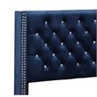 Maklaine Transitional Upholstered Velvet Queen Bed in Navy Blue