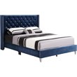 Maklaine Transitional Upholstered Velvet Queen Bed in Navy Blue