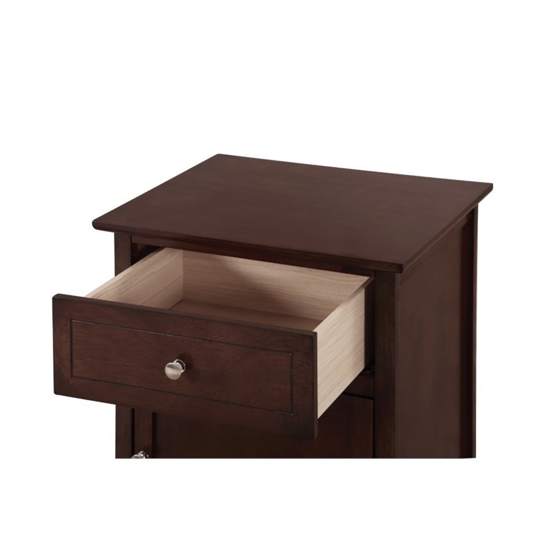 Maklaine Transitional Engineered Wood 1 Drawer 1 Door Nightstand in Cappuccino