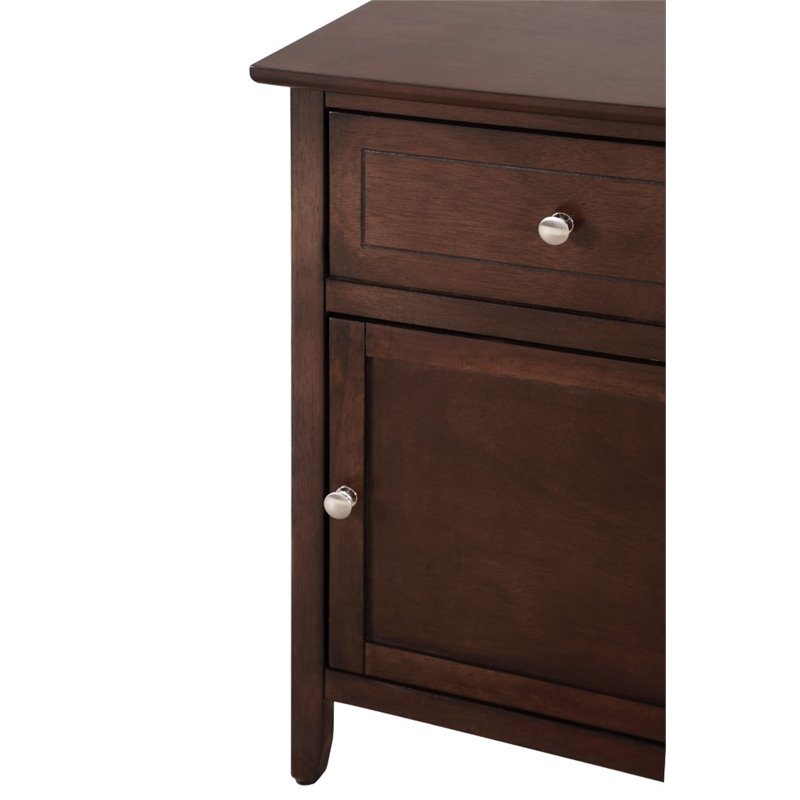 Maklaine Transitional Engineered Wood 1 Drawer 1 Door Nightstand in Cappuccino