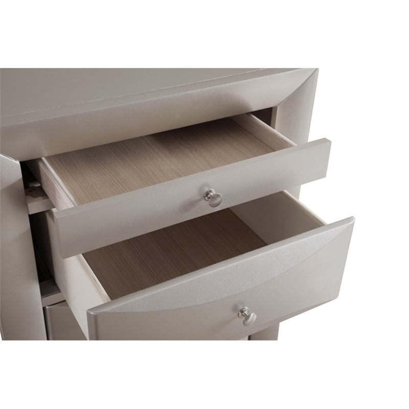 Maklaine Contemporary Engineered Wood 7Drawer Lingerie Chest in Silver Champagne