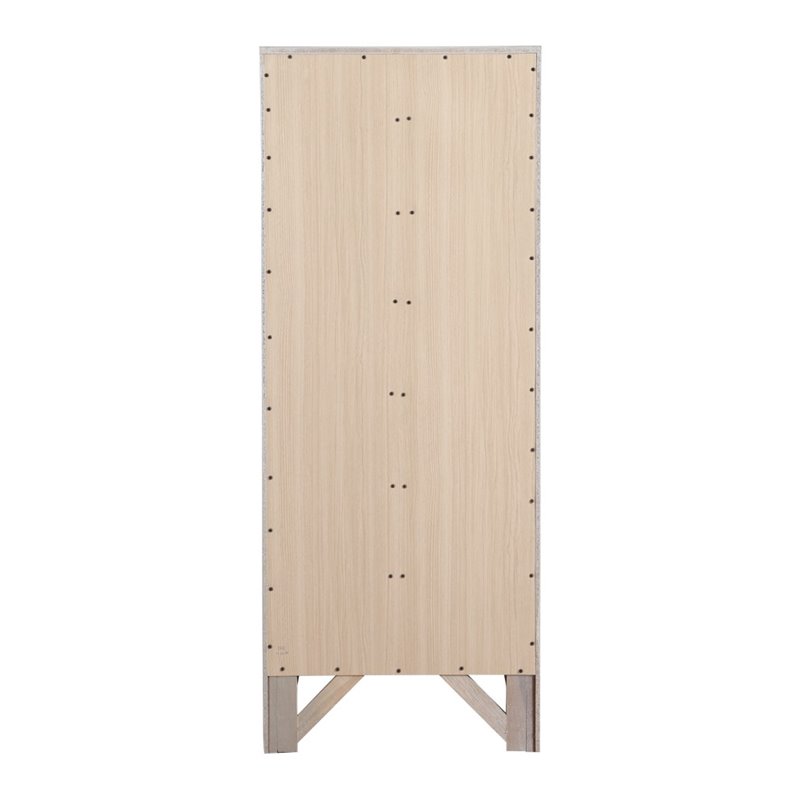 Maklaine Contemporary Engineered Wood 7Drawer Lingerie Chest in Silver Champagne