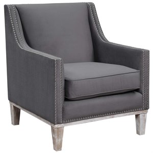 maklaine transitional wood accent arm chair in charcoal finish