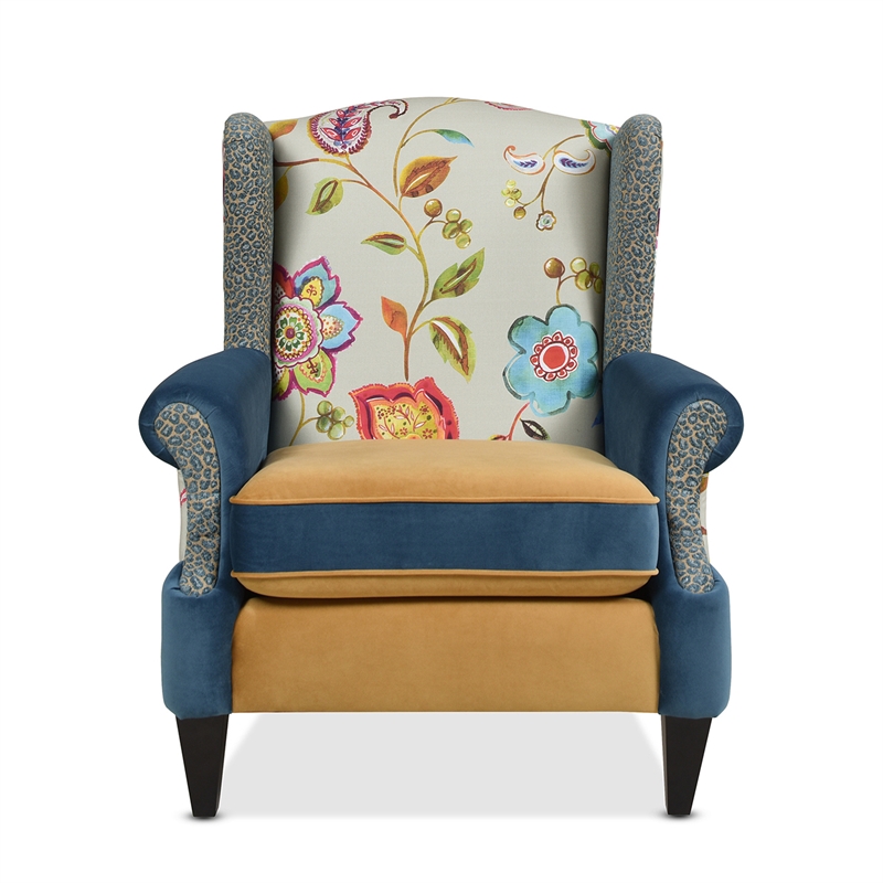 Maklaine Modern Fabric Arm Chair in Floral and Leopard Finish