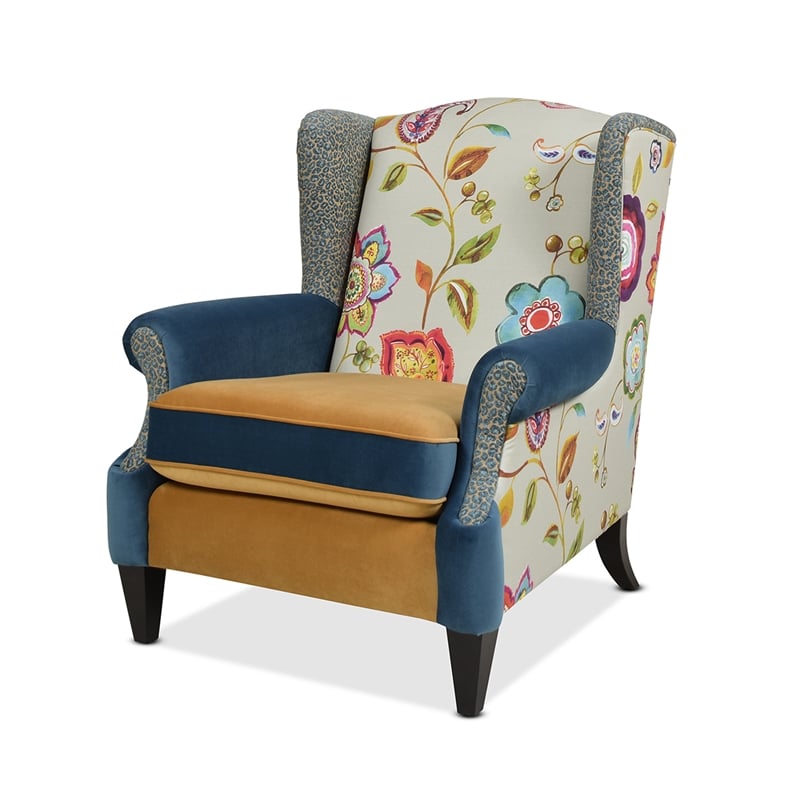 Maklaine Modern Fabric Arm Chair in Floral and Leopard Finish