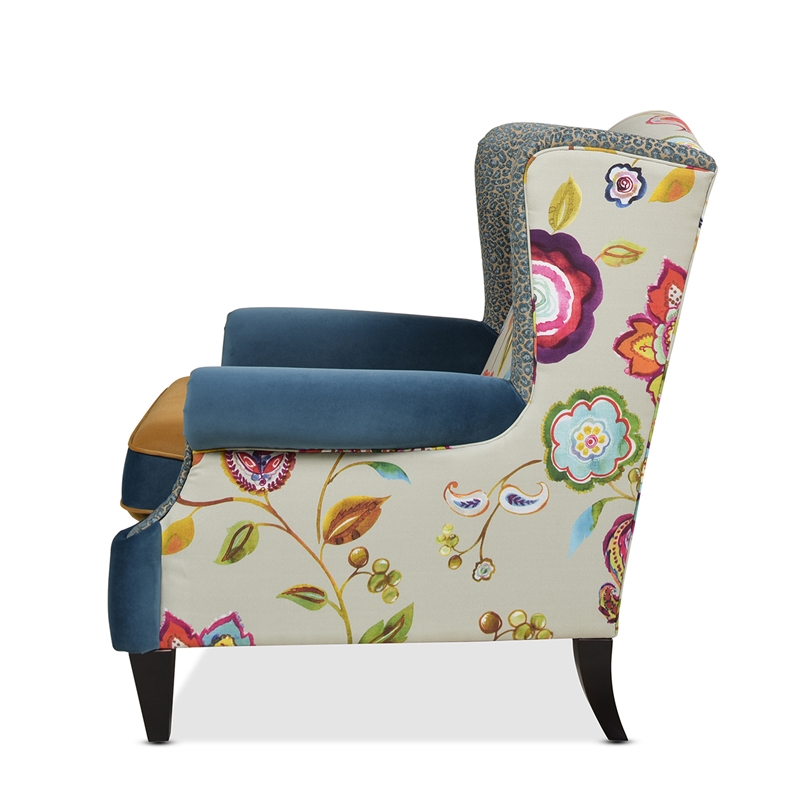 Maklaine Modern Fabric Arm Chair in Floral and Leopard Finish
