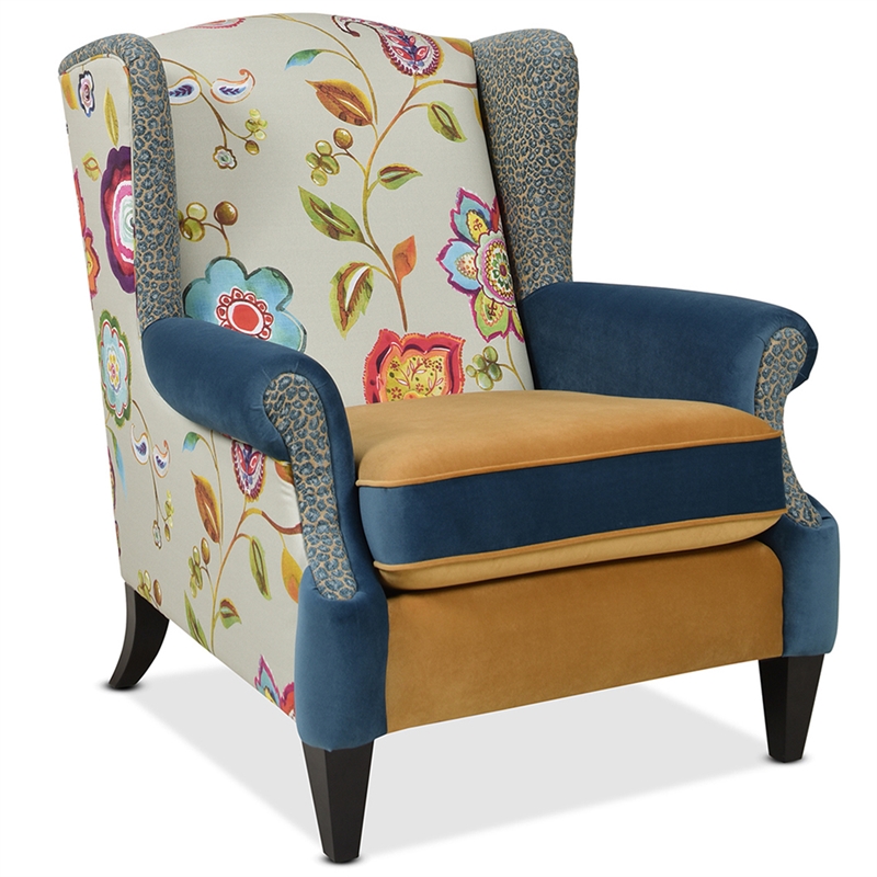 Maklaine Modern Fabric Arm Chair in Floral and Leopard Finish