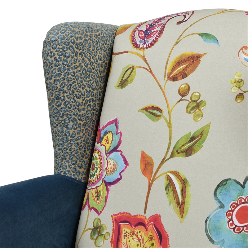 Maklaine Modern Fabric Arm Chair in Floral and Leopard Finish