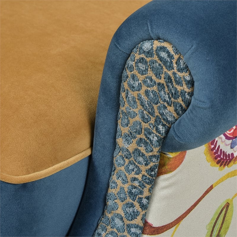 Maklaine Modern Fabric Arm Chair in Floral and Leopard Finish