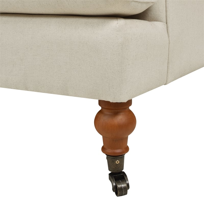 Maklaine Accent Arm Chair Metal Casters in Light Beige Finish
