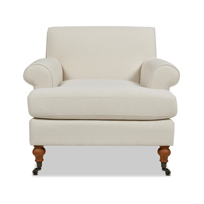 Maklaine Accent Arm Chair Metal Casters in Light Beige Finish
