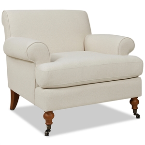 Maklaine Accent Arm Chair Metal Casters in Light Beige Finish