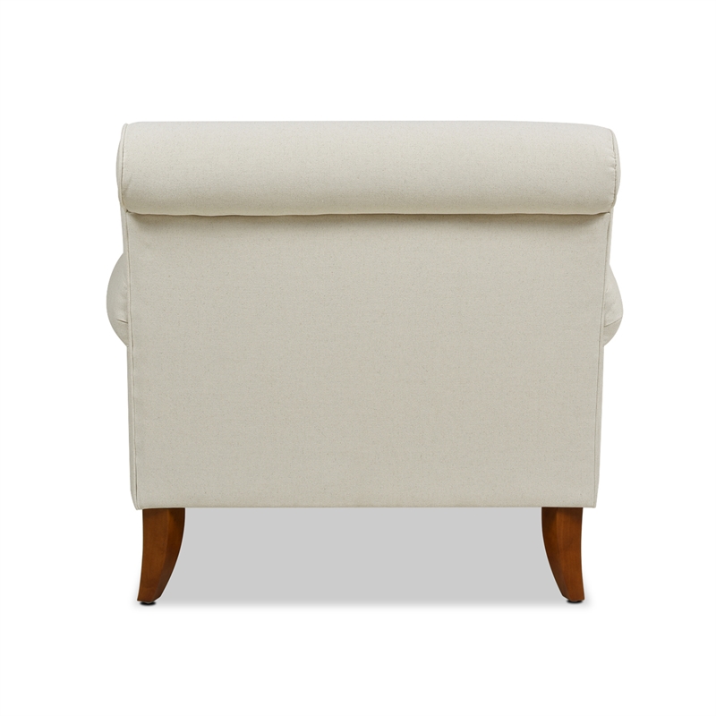 Maklaine Accent Arm Chair Metal Casters in Light Beige Finish