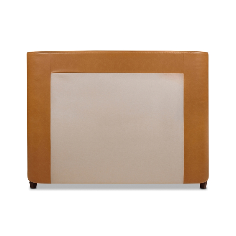 Maklaine Faux Leather Tufted Bed King in Caramel Tan Brown Finish