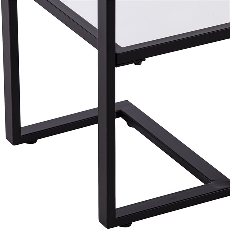 Maklaine Contemporary Tempered Glass Console Table in Black Finish