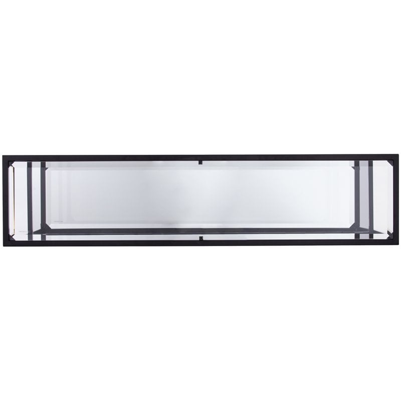 Maklaine Contemporary Tempered Glass Console Table in Black Finish