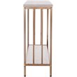 Maklaine Engineered Wood Faux Stone Top Console Table in Champagne and White
