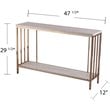Maklaine Engineered Wood Faux Stone Top Console Table in Champagne and White