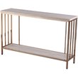 Maklaine Engineered Wood Faux Stone Top Console Table in Champagne and White