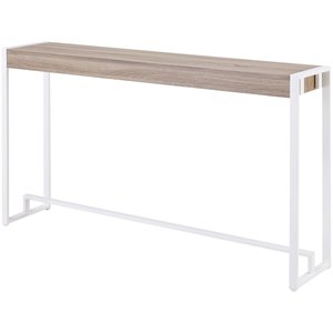 maklaine engineered wood top console table in mocha gray and white
