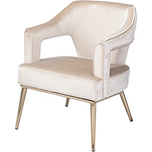 maklaine contemporary velvet upholstered accent arm chair in taupe