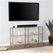 Maklaine Contemporary 2 Shelf Narrow Glass Top Console Table in Gold