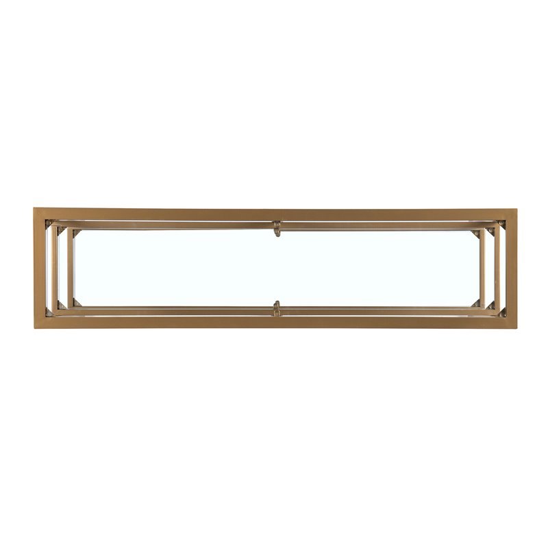 Maklaine Contemporary 2 Shelf Narrow Glass Top Console Table in Gold