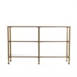 Maklaine Contemporary 2 Shelf Narrow Glass Top Console Table in Gold