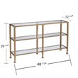 Maklaine Contemporary 2 Shelf Narrow Glass Top Console Table in Gold