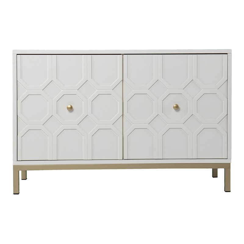 Maklaine Contemporary Engineered Wood 2-Door Accent Cabinet in White
