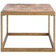 Maklaine Modern Patchwork Wood Top Coffee Table in Brass Finish