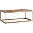 Maklaine Modern Patchwork Wood Top Coffee Table in Brass Finish