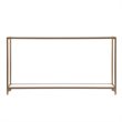 Maklaine Modern Narrow Metal Console in Gold with White Glass