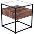Maklaine Modern 1 Drawer Glass Top End Table in Black and Natural