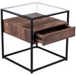 Maklaine Modern 1 Drawer Glass Top End Table in Black and Natural
