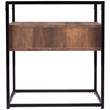 Maklaine Modern 1 Drawer Glass Top End Table in Black and Natural