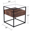 Maklaine Modern 1 Drawer Glass Top End Table in Black and Natural