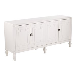 maklaine transitional low profile accent cabinet in antique white