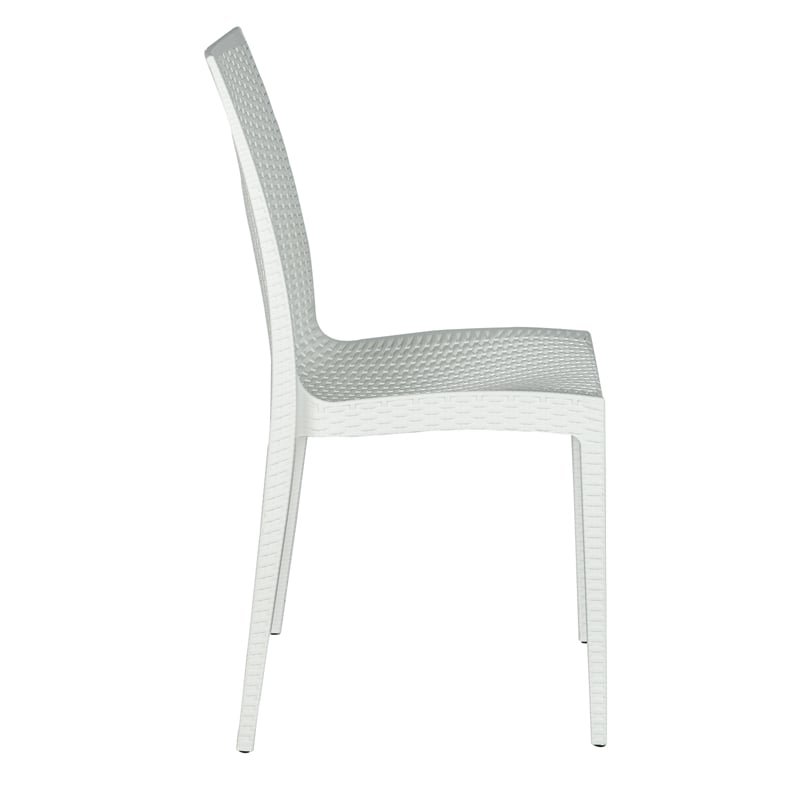 Maklaine Modern Weave Indoor Outdoor Dining Chair in White Finish