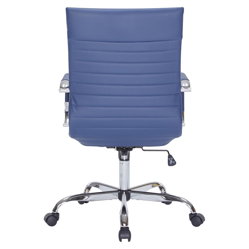 Maklaine Leather High-Back Task Office Chair in Navy Blue Finish