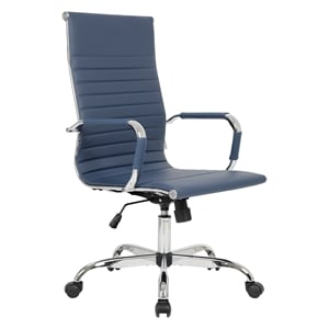 maklaine leather high-back task office chair in navy blue finish