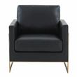Maklaine Leather Accent Arm Chair With Gold Frame in Black Finish