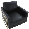 Maklaine Leather Accent Arm Chair With Gold Frame in Black Finish